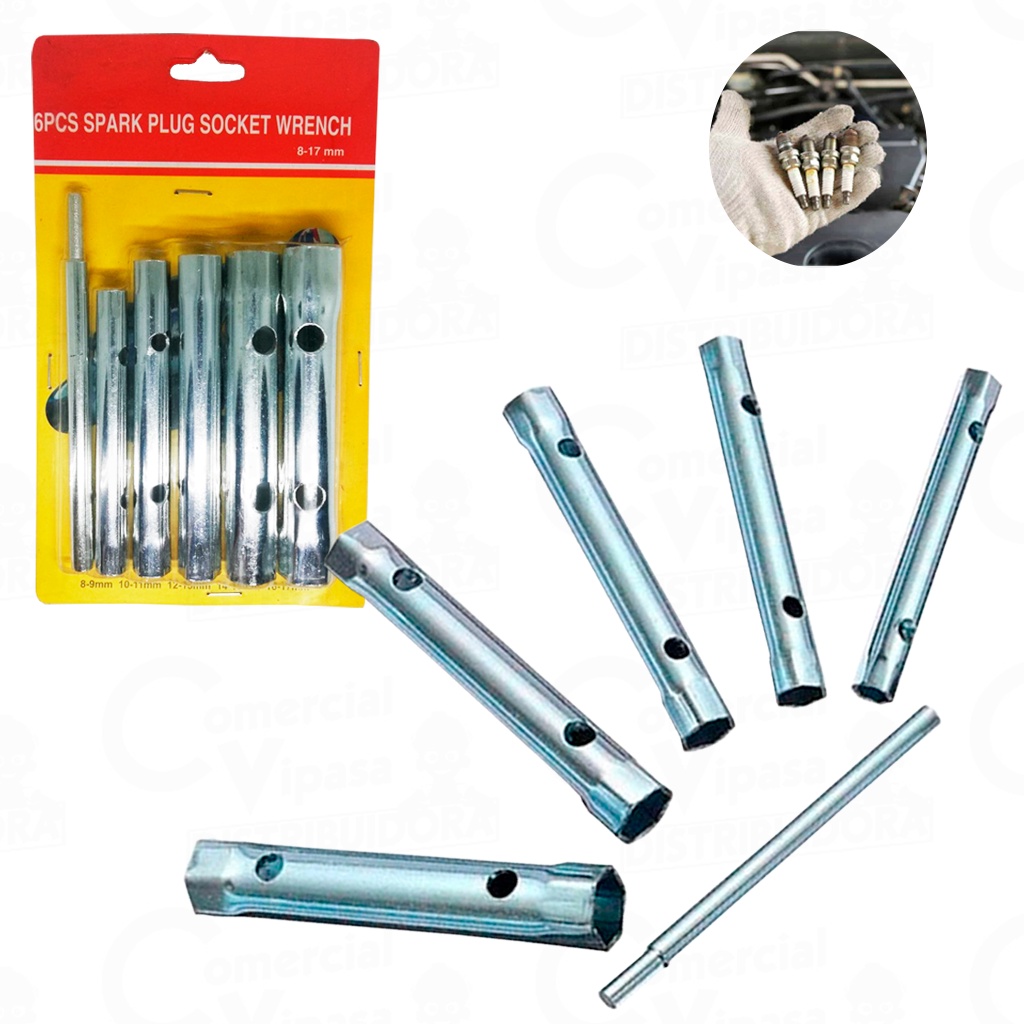 Kit Jogo 5 Peças Chave De Vela 8 - 17mm Com Barra Para Carro Moto E Muito Mais em Oferta na Shopee