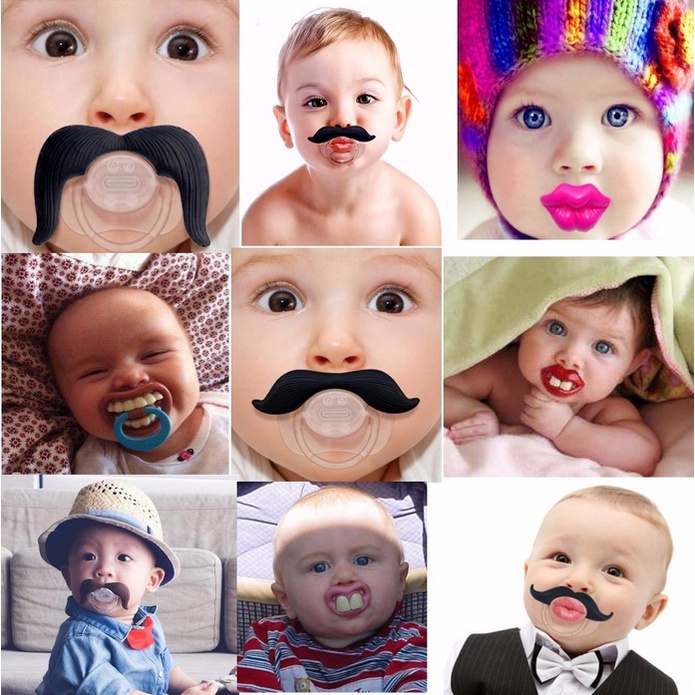 Bico Engraçado Livre de BPA Chupeta Divertida Bigodes e Vampiro Ortodôntico