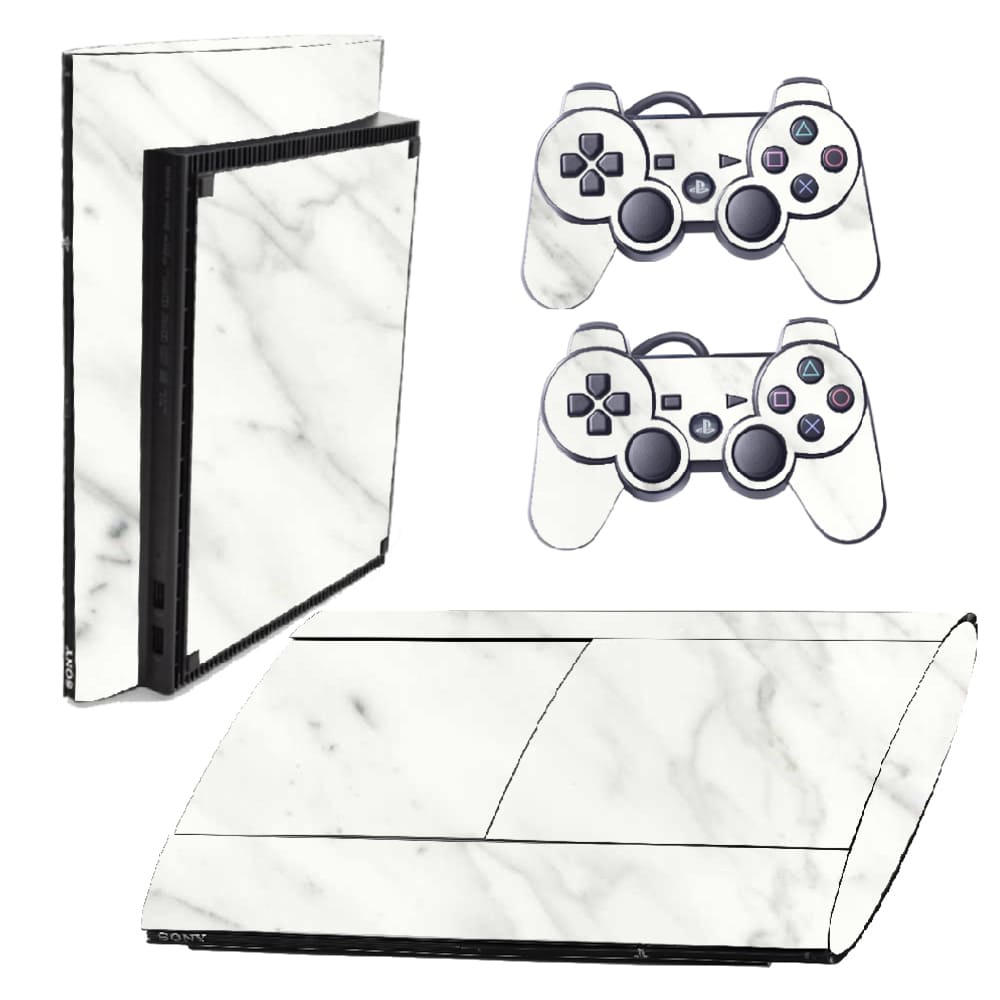 Skin PS3 Super Slim Playstation Adesivo Pelicula Protetora Marmore Bianco