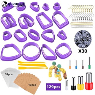 QUENNA 18/118/129pcs Kit De Cortadores De Argila De Polímero Cerâmica Brincos De Corte Moldes De Biscoitos Feitos À Mão Ferramentas De Fabricação De Jóias H5P4