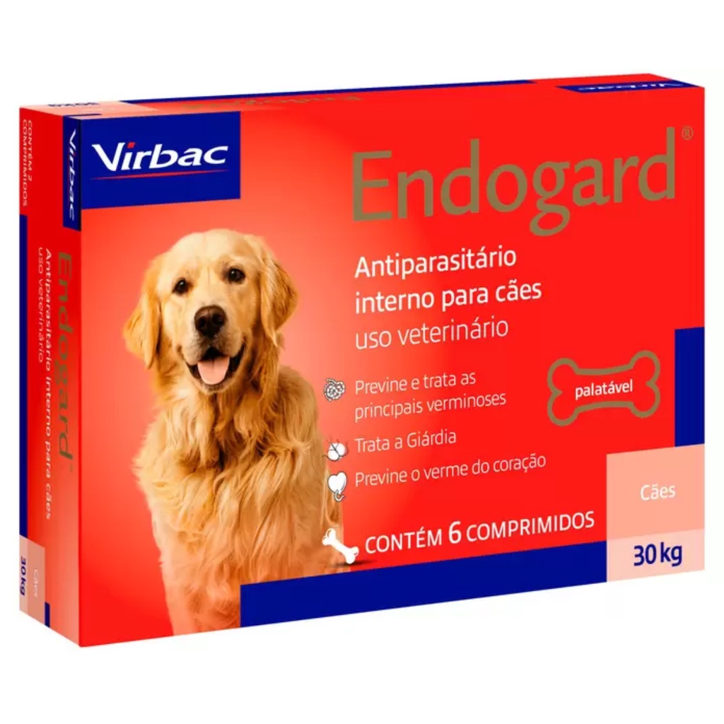 Vermífugo Endogard Virbac Cães De 30 Kg Caixa Com 6un em Oferta na Shopee