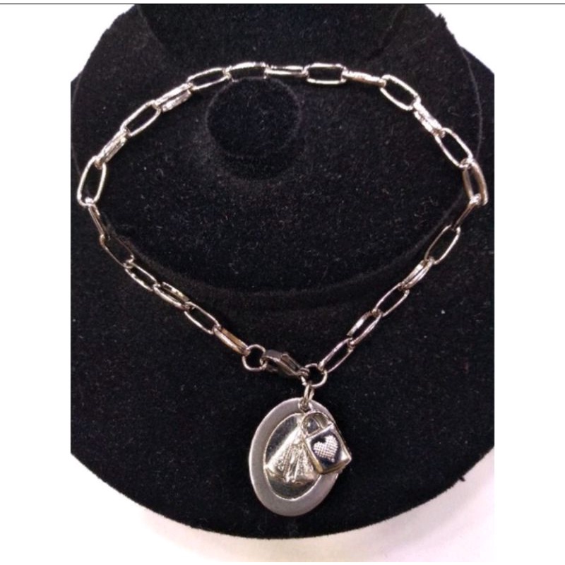 Pulseira Cadeia de Consagração Nossa Senhora Aparecida Medalha 2cm Aço Inoxidável