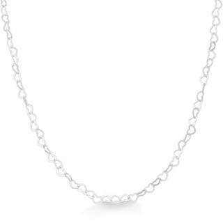 Colar Feminino Elo Coração Vazado Prata 925 50cm 3mm