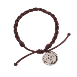 Pulseira Medalha das Duas Cruzes Trançada Unissex