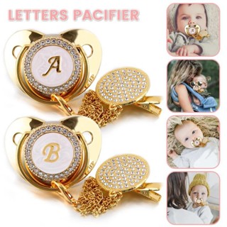 Personalizado 26 Letras Pacifier Golden Baby Com Clip De Corrente