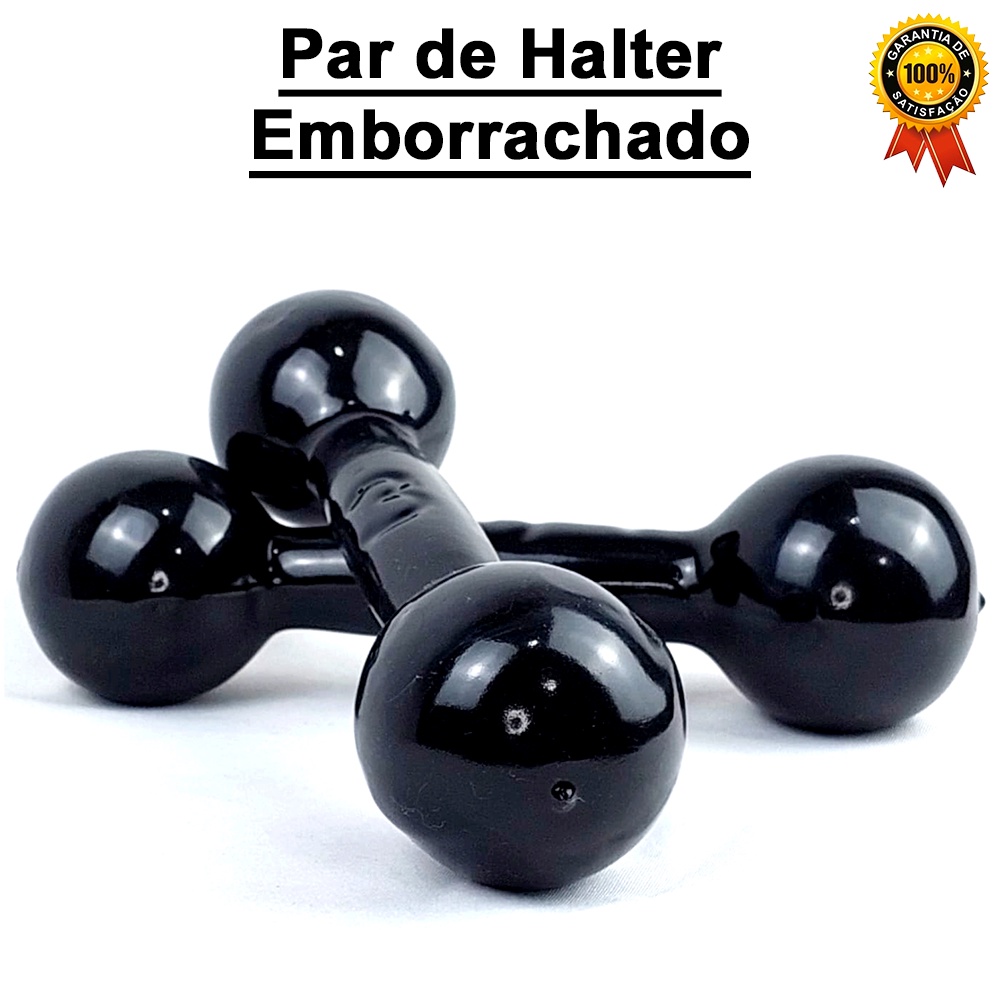 Halter Emborrachado Par - 1 Kg a 5 Kg P/ Fortalecimento Muscular Treino Em Casa Academia Studio CrossTreino