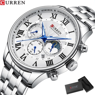 Relógios Masculinos CURREN Marca Original Todas As Mãos Trabalho Moda Simples Negócios Esportes Aço Inoxidável Luminoso Quartzo Resistente À Água 8427 S Ter Caixa em Oferta na Shopee