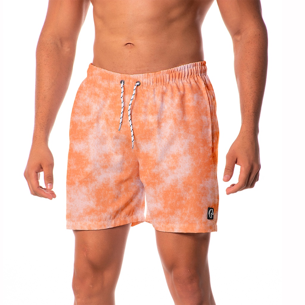 Shorts Masculino Estampado Tie Dye Verão Praia Moda Tecido Leve com Elastano Casual Bermuda Masculina Estampa