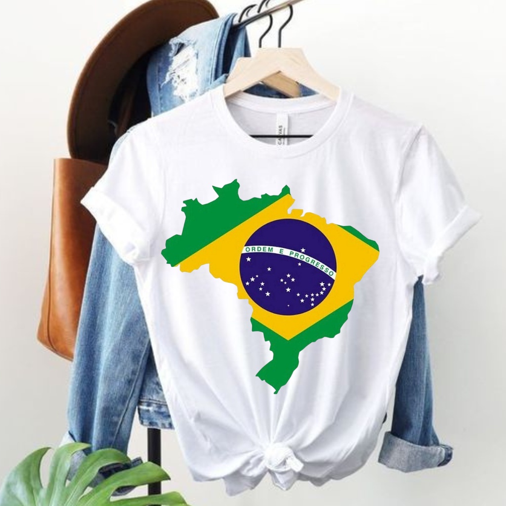 Camiseta T-shirt Blusa DO BRASIL Feminina MAPA DO BRASIL