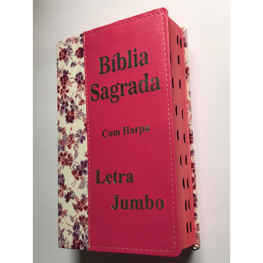 Bíblia Sagrada Letra Jumbo-Capa Luxo Com harpa- Revista e Corrigida Capa Flor Lilás