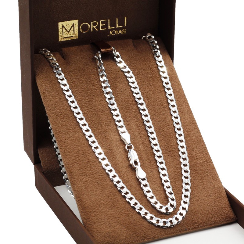 Conjunto de prata 925 Groumet flat 70cm + pulseira 4,5mm - Fashion Accessories