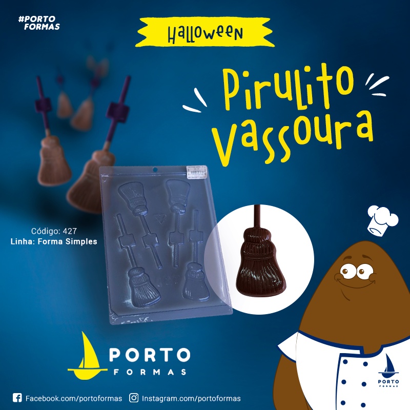 Forma Simples Pirulito Vassoura Porto Walloween Cod 427 em Oferta na Shopee