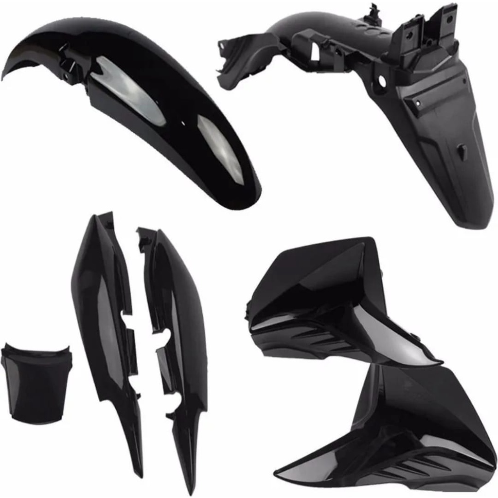 Kit Carenagem FAN 125 2009 a 2013  Rabeta + Paralama dian + Tampas Laterais + Paralama Traseiro Preto Injetado em Oferta na Shopee