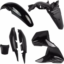 Kit Carenagem FAN 125 2009 a 2013 Rabeta + Paralama dian + Tampas Laterais + Paralama Traseiro Preto Injetado