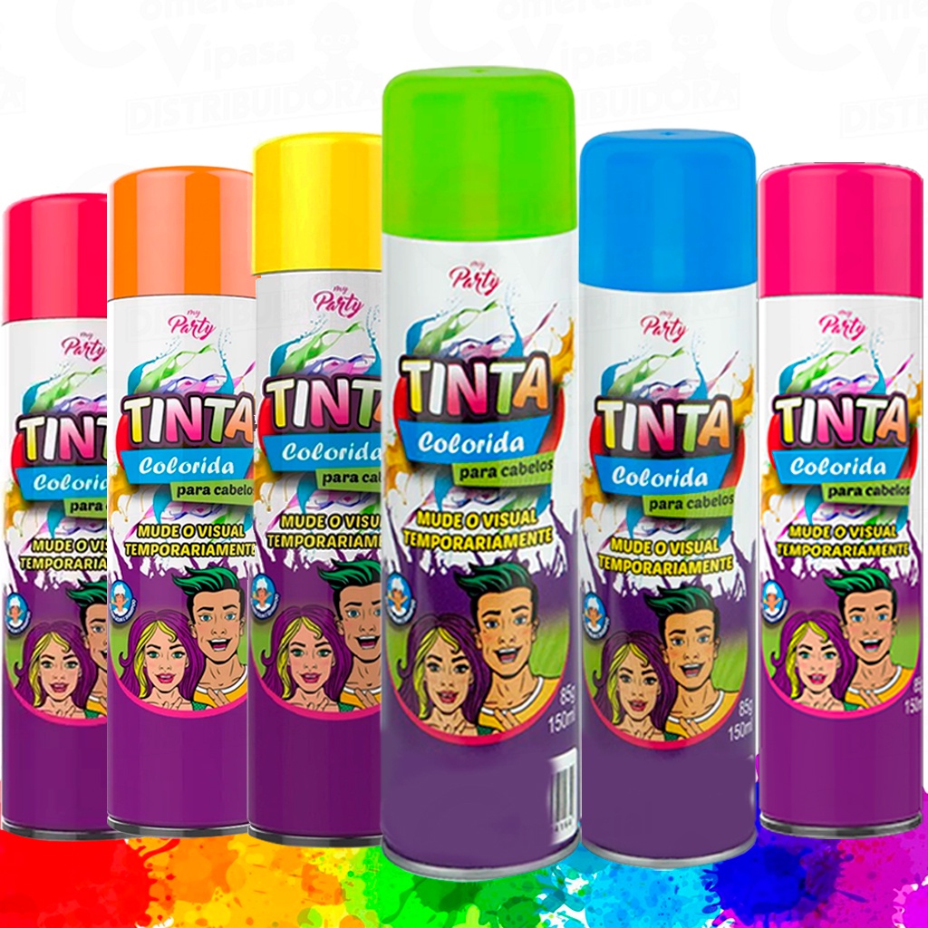 Tinta Spray Temporária Para Cabelos Lavável Para Crianças Não Tóxica Várias Cores Torcida - Beauty