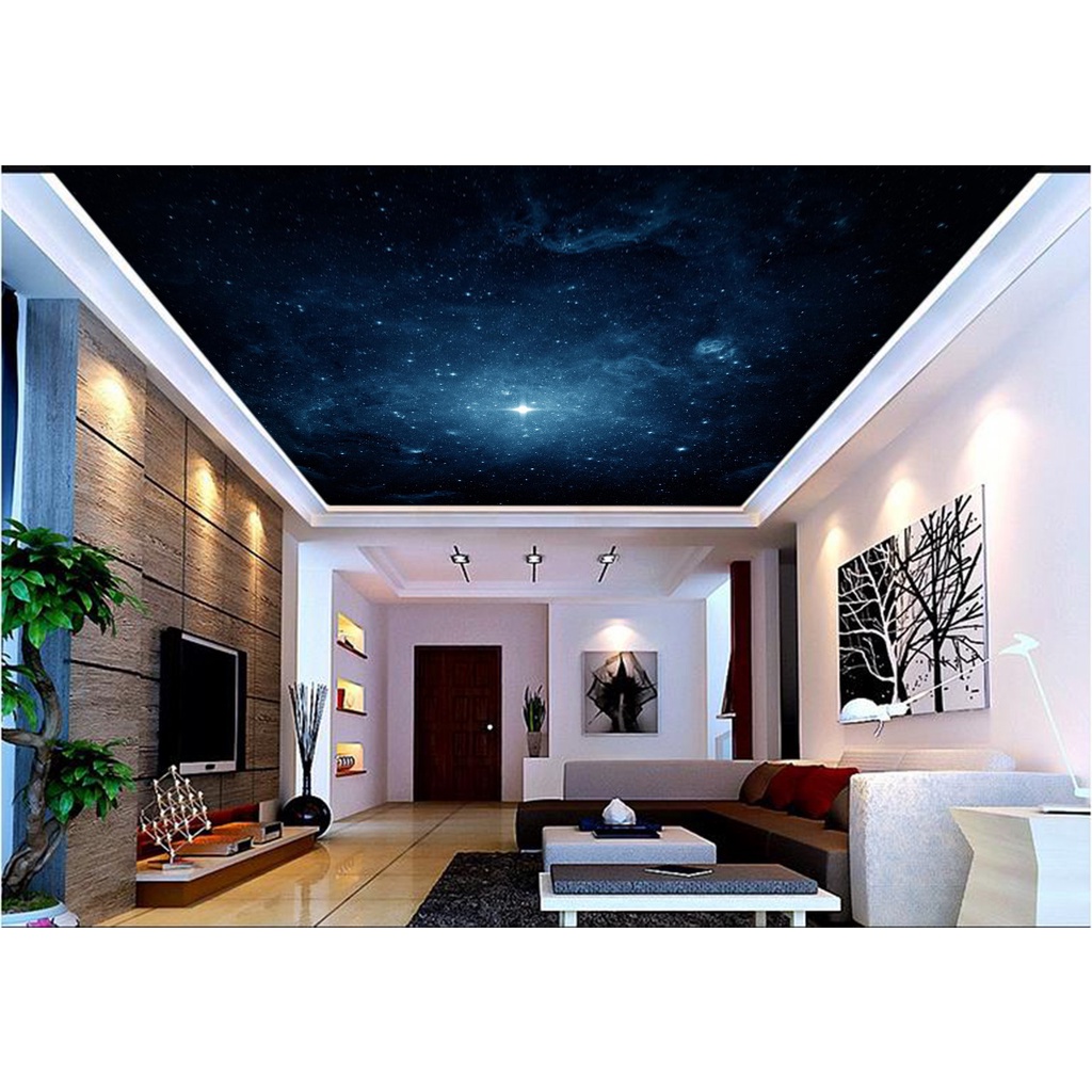 Papel de Parede de Teto - Adesivo Decorativo Para Teto - Painel Fotográfico Espaço Universo Paisagem Céu Galaxia ROF - 047