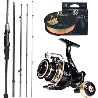 Carretel De Pesca Sougayilang E Conjunto De Vara Giratória 1.8m 2.1M Carretéis Giratórios Com Linha Kit Completo em Oferta na Shopee