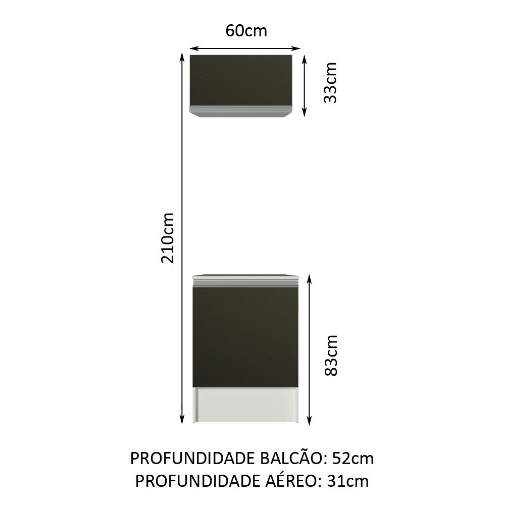 Detalhes do Kit Área de Serviço Madesa Topazio 60 cm com Armário e Balcão - Branco/Preto