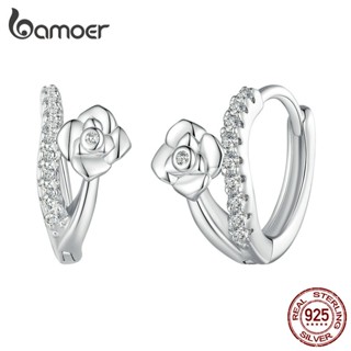 Bamoer Moda 925 Prata Flor Zircônia Clipes De Orelha Para Mulheres Presentes