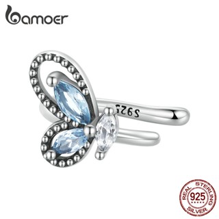 (1 Peça) Bamoer Retro 925 Algemas De Orelha De Borboleta De Prata Para Meninas Femininas