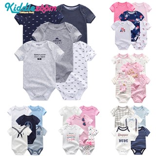 5 Pçs / Conjunto Macacão Infantil De Verão 100% Algodão Flexível Com Mangas Curtas Para Recém-Nascidos / Bebês / Meninos / Meninas