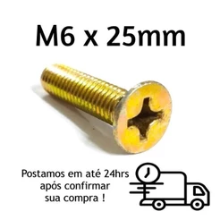 Parafuso Chato Phillips M6 X 25mm Bicromatizado