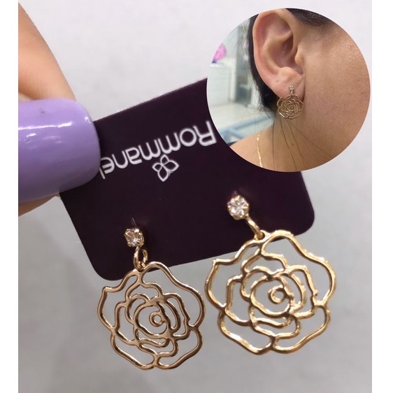 Brinco Romanel Flor Folheado A Ouro Cod:523542