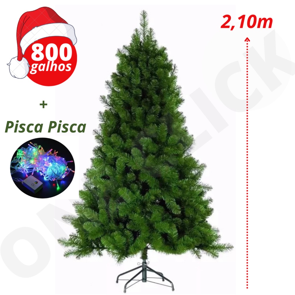 Arvore Natal Pinheiro Grande Luxo  Metros Com 800 Galhos + Pisca Pisca  para Decorar | Shopee Brasil