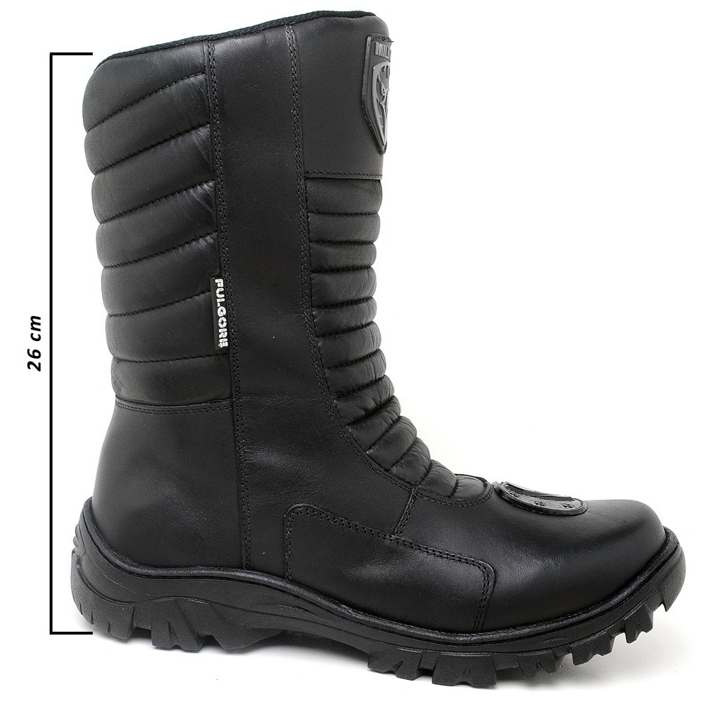 Bota Tático Semi Impermeável Cano Médio Coturno Militar Motociclista C/ Zíper Preto