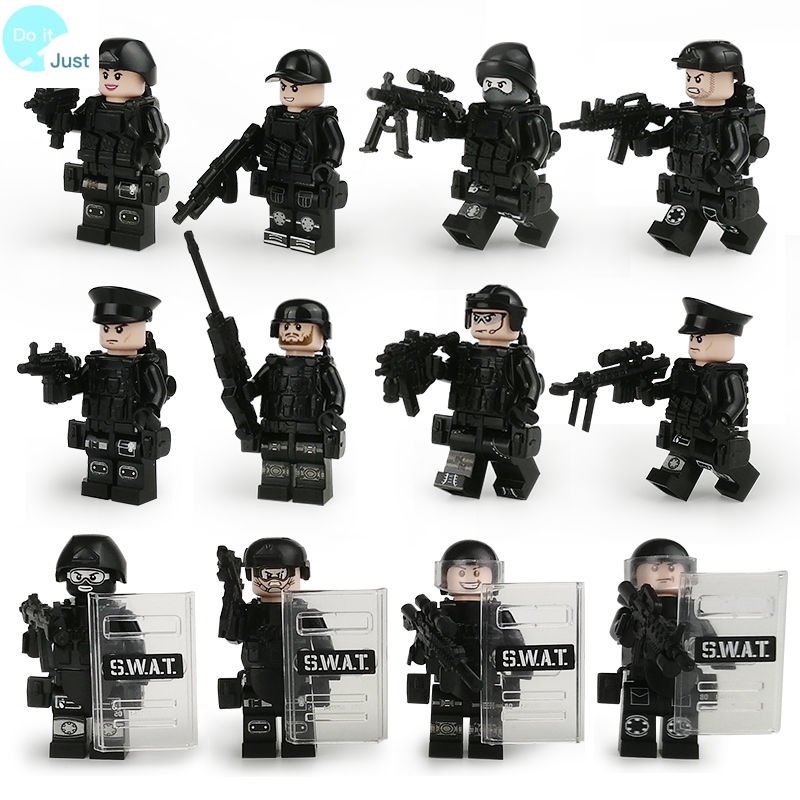 Compatível Com Lego Swat Exército Vermelho Militar Minifigura Soldado Alemão Boneca Montagem Quebra-Cabeça Pequena Partícula Construção