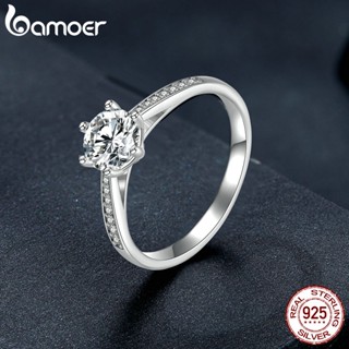 Anel Bamoer Prata 925 0,8 Quilates Moissanite Estilo Clássico Jóias Precioso Presente Para Mulheres