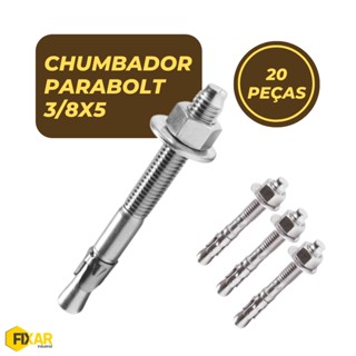 Chumbador Parabolt 3/8 X 5 Com Porca E Arruela Kit 20 Peças