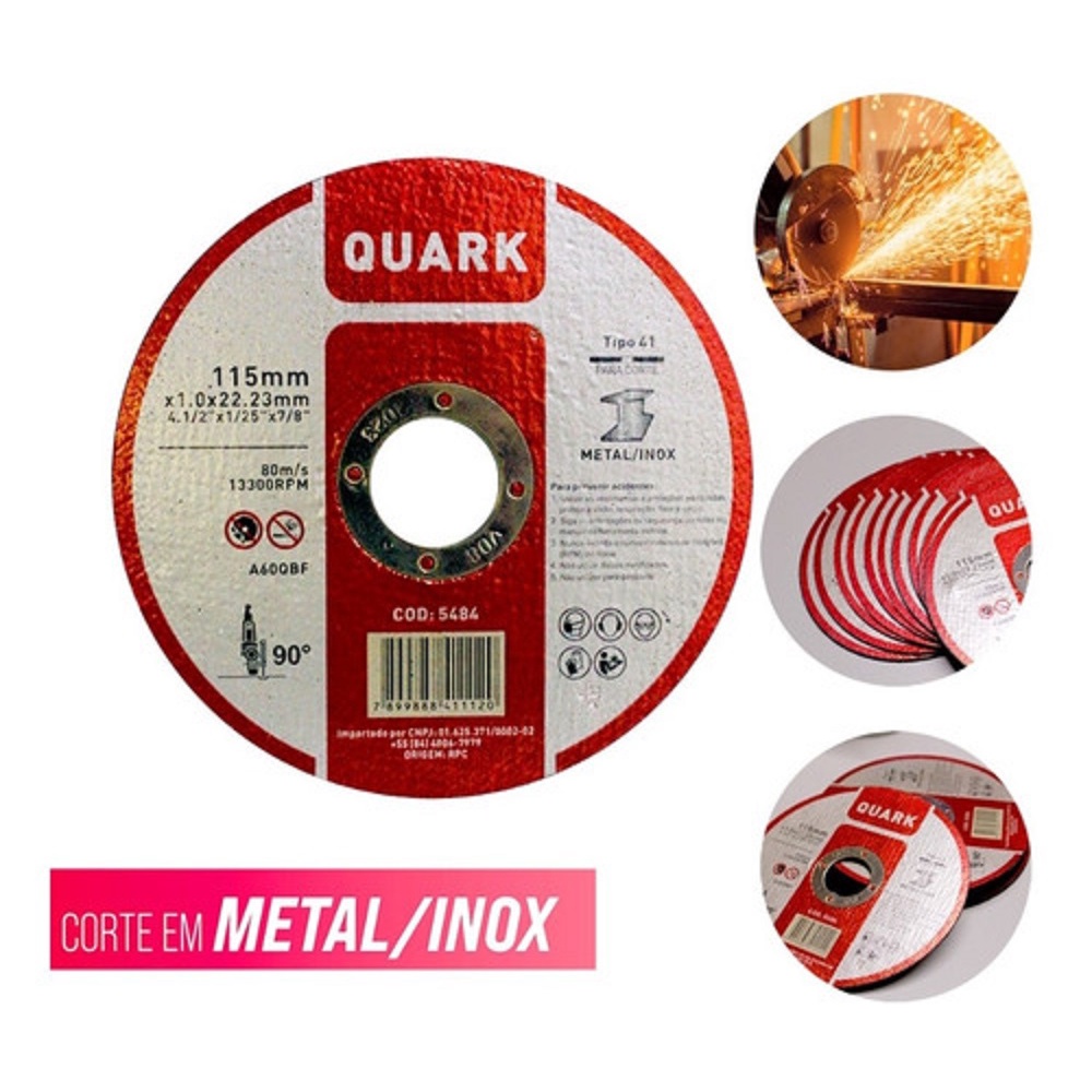 DISCO CORTE 115,0MM (4.1/2" ) X 1,0 X F22 P/INOX  10PEÇAS