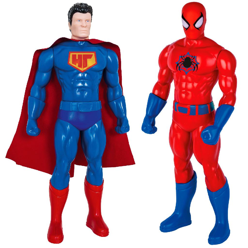 Kit 2 Bonecos Homem Aracniano E Strong Man Briquedo Super Herois Aranha e Aço Meninos