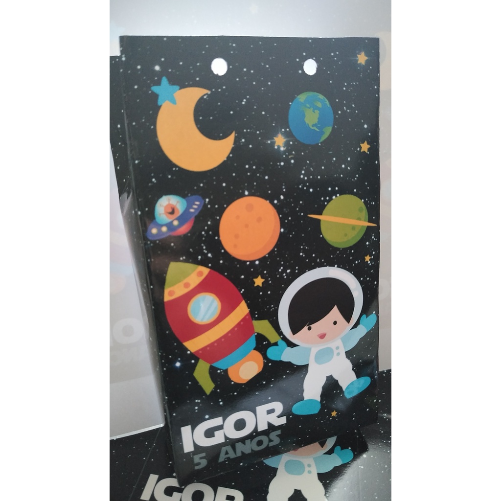 20 mini sacolinha surpresa 10x18 lembrancinha aniversário astronauta star wars espaço personalizado