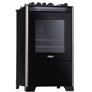 Fogão 4 bocas Dako Magister Preto com Mesa de Vidro - Bivolt em Oferta na Shopee