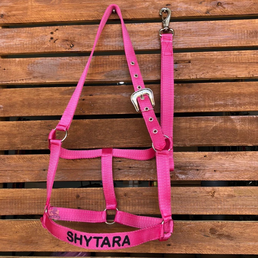 Cabresto Quarto de Milha Para Cavalo Rosa/Pink - Escolha o Nome