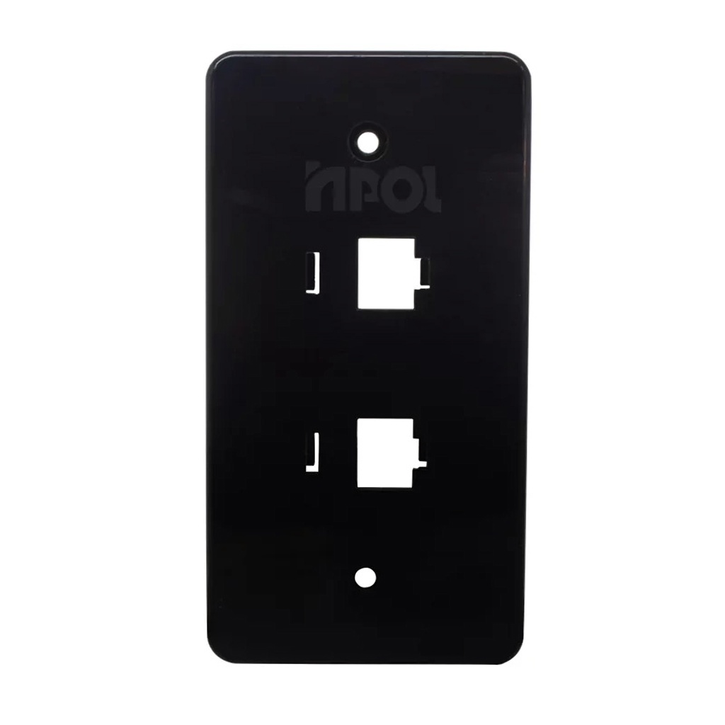 Espelho tampa 3/4Pol Preto 2RJ45/tomada dupla e tampa cega 16Pçs