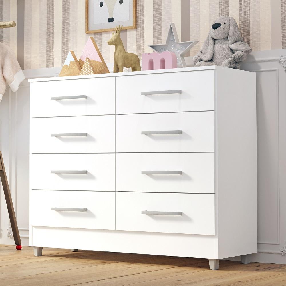 Comoda Infantil Raissa 8 Gavetas com Pés em Oferta na Shopee