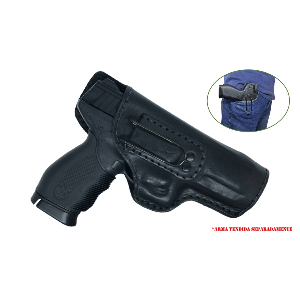Coldre G22 (G3) Interno Couro Militar Saque Rápido Pistola Velado Taurus Preto - Sports & Outdoors