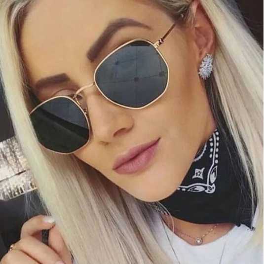 Óculos de Sol Hexagonal Masculino Feminino Vintage Metal Clássico em Oferta na Shopee