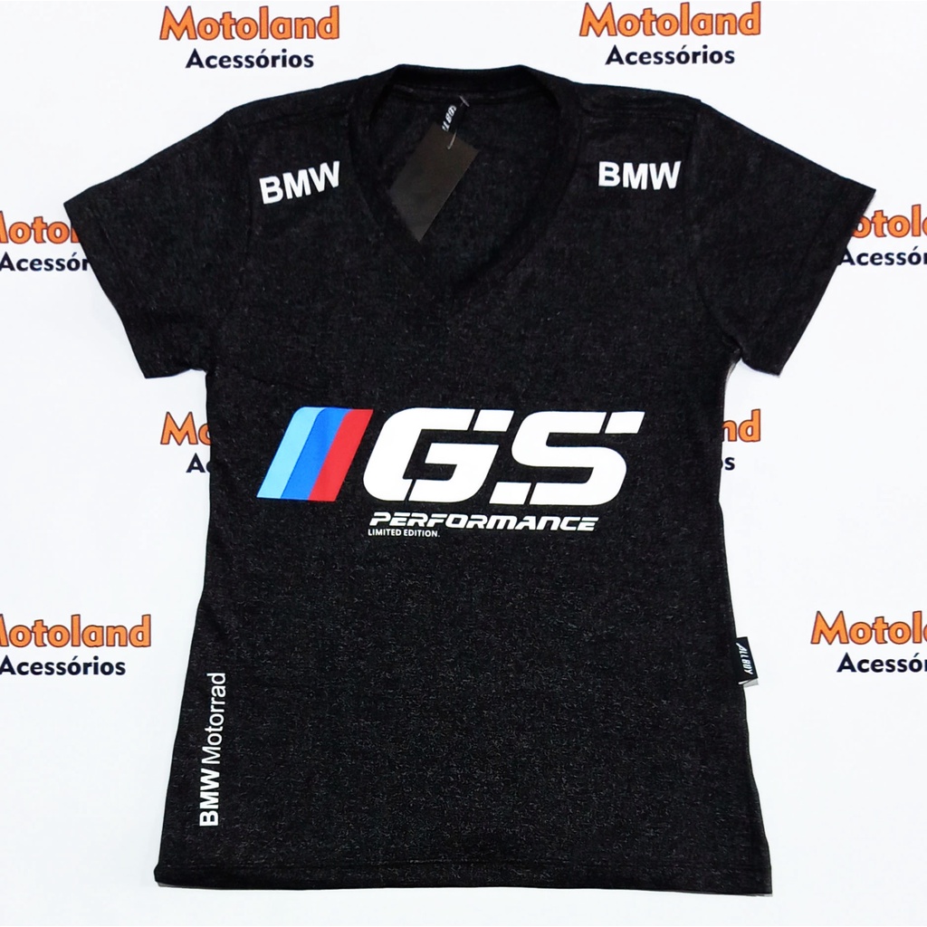Camisa Baby Look Feminina BMW Moto GS Preta Mescla - 452