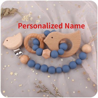 Nome Personalizado Clipes De Pacifier Feitos À Mão Corrente De Silicone Dummy Clip Holder Soother Chains Baby Teething Toys Chew