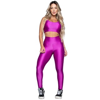 Conjunto Fitness Top Bojo Removível e Calça New Zig 3D