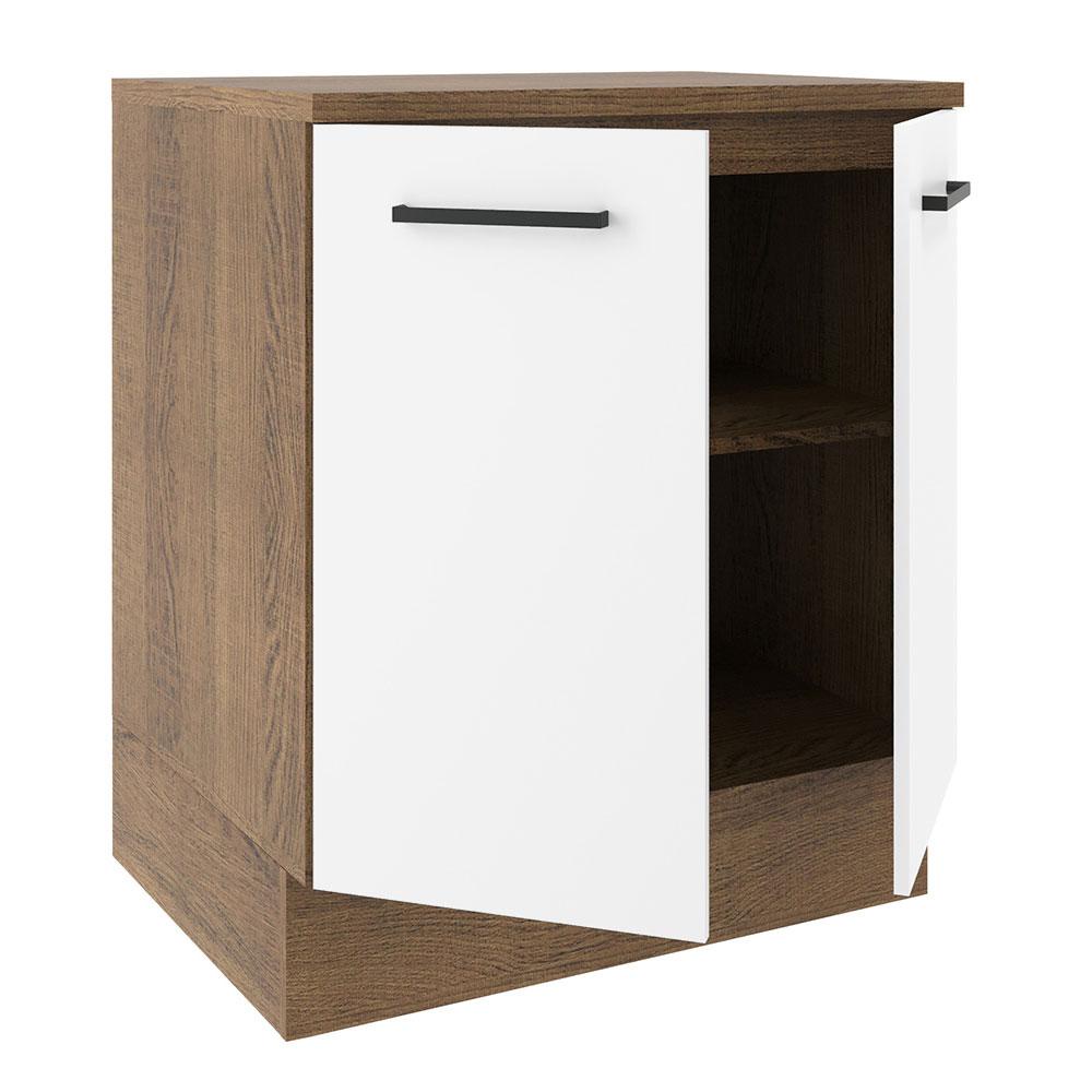 Detalhes do Balcão Armário de Cozinha 70 cm 2 Portas Rustic/Branco Agata Madesa