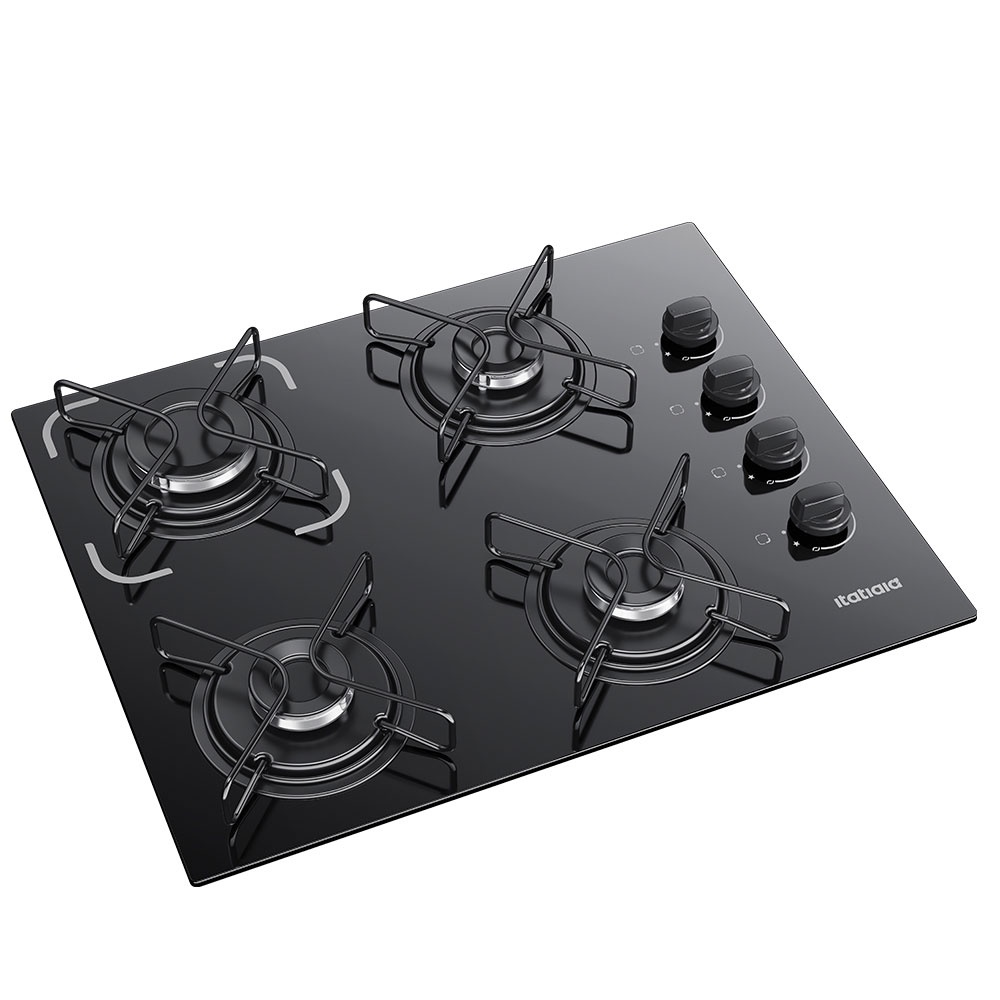 Imagem Cooktop 4 Bocas Itatiaia Essencial com Mesa de Vidro Temperado e Acendimento Automático Preto Bivolt