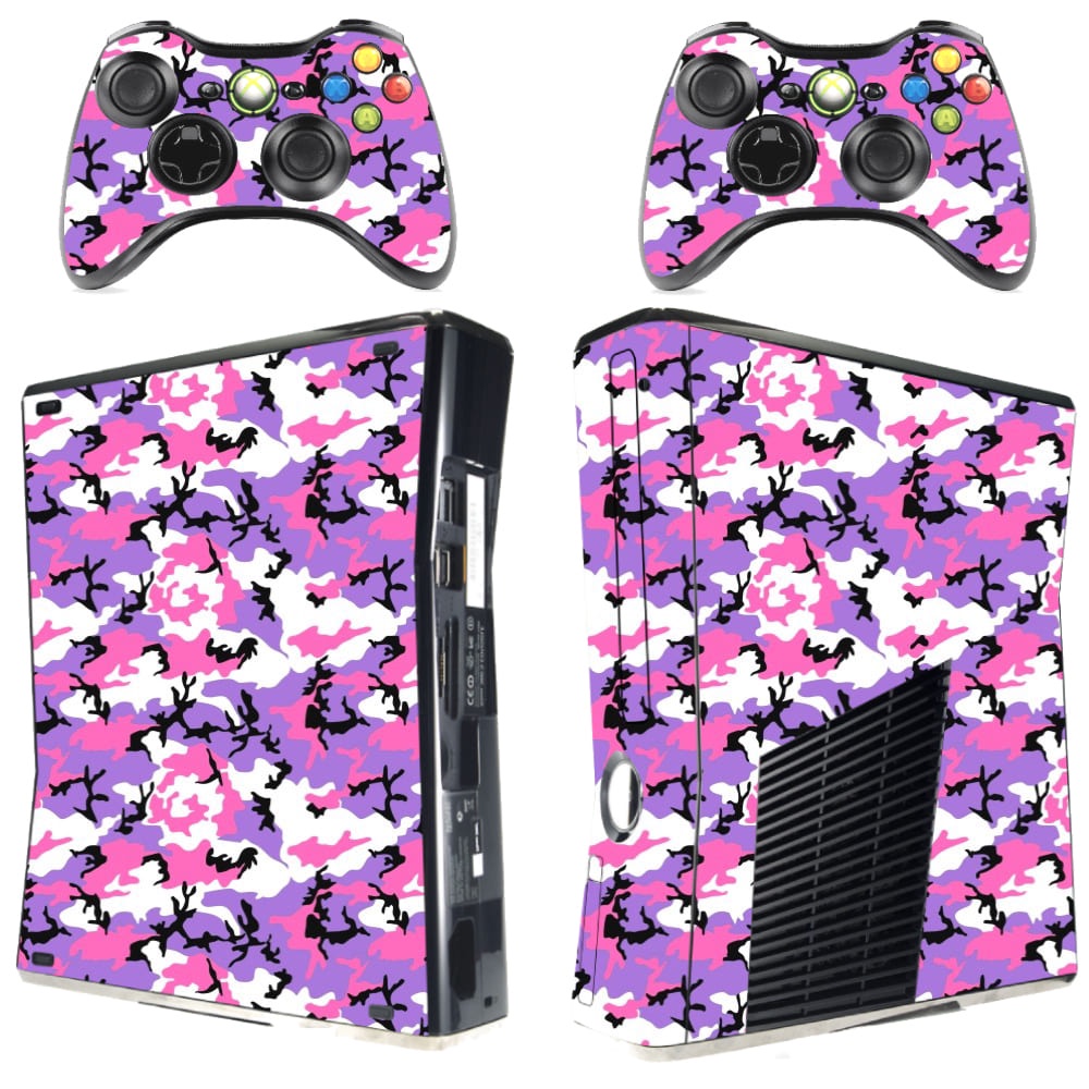 Skin Xbox 360 Slim Adesivo Pelicula Protetora Camo Lilac