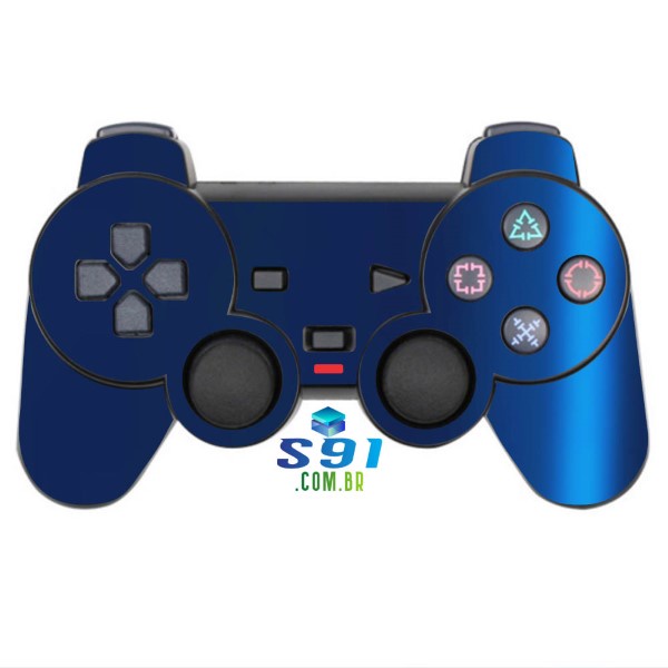 Adesivo PS2 Controle Playstation Skin Pelicula Protetora Metalico Brilho Azul