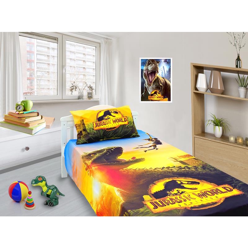 Jogo De Lençol E Fronha Jurassic Park Kit 2pçs, Cobreleito