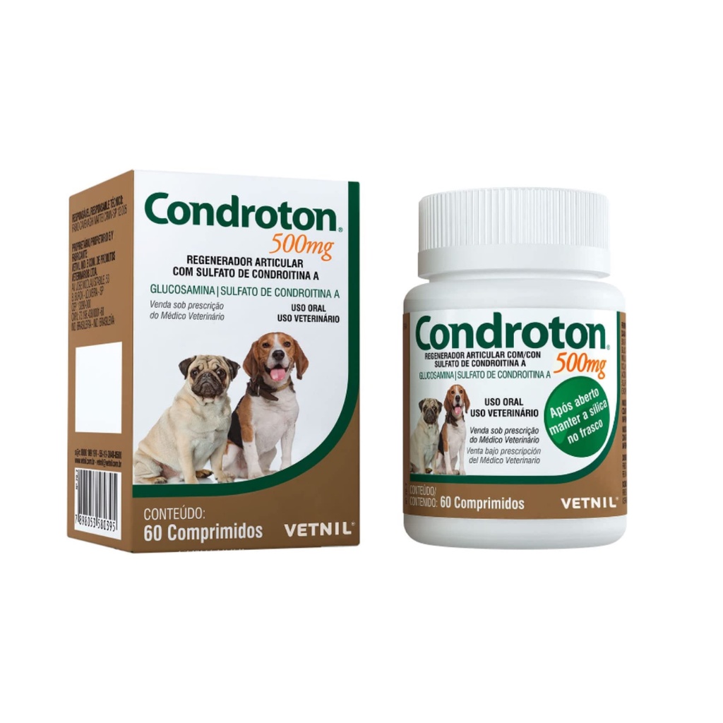 Condroton Regenerador Articular 60 Comp. 500mg - Vetnil condroitina e glucosamina em Oferta na Shopee